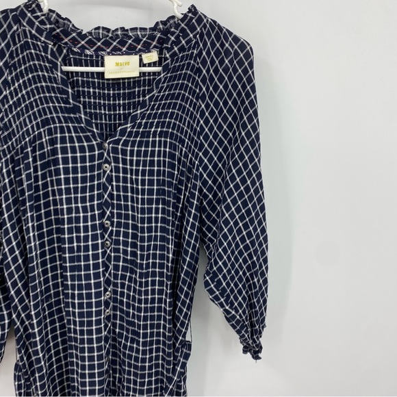 Anthropologie Maeve Sara Smocked Shirtdress in Navy Size Small - Picture 3 of 10